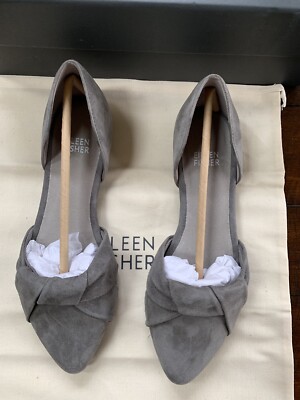 NIB Eileen Fisher Graphite/Dark Grey Suede D'Orsay Flat Shoe $198 Size 6   