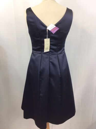 MONSOON BNWT NAVY BLUE SATIN PARTY SKATER DRESS SIZE 8 - Picture 4 of 6