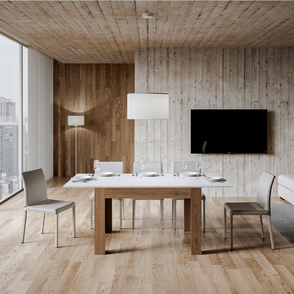 Mesa comedor extensible 90x120-180cm madera blanca Bibi Mix QB