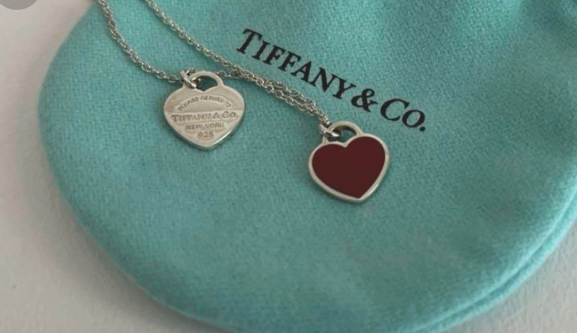 Tiffany Double Heart Tag Necklace Red Silver 925 | eBay