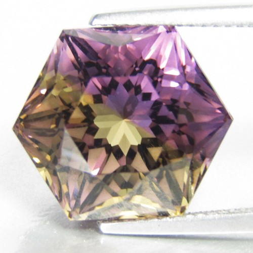 16.00Cts Flawless Natural Ametrine 14mm Hexagon Magic Cut Gemstone Ref-VIDEO - Picture 4 of 5