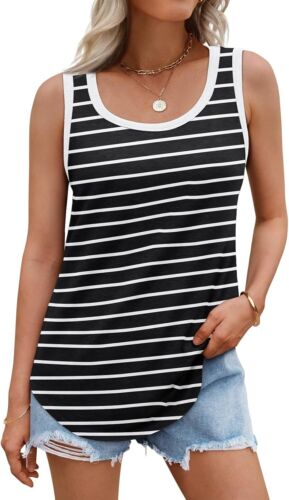 Womens Loose Fit Casual Flowy Tank Tops Square Neck Trendy Sleeveless Summer Top - Picture 186 of 203