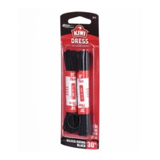Kiwi Dress Waxed Round Black Shoelaces, 30 Inches - 2 Pairs
