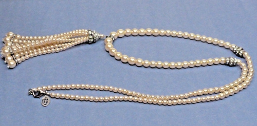 (B6) Ben-Amun Opera Length Faux Pearl Necklace with Tassel - New