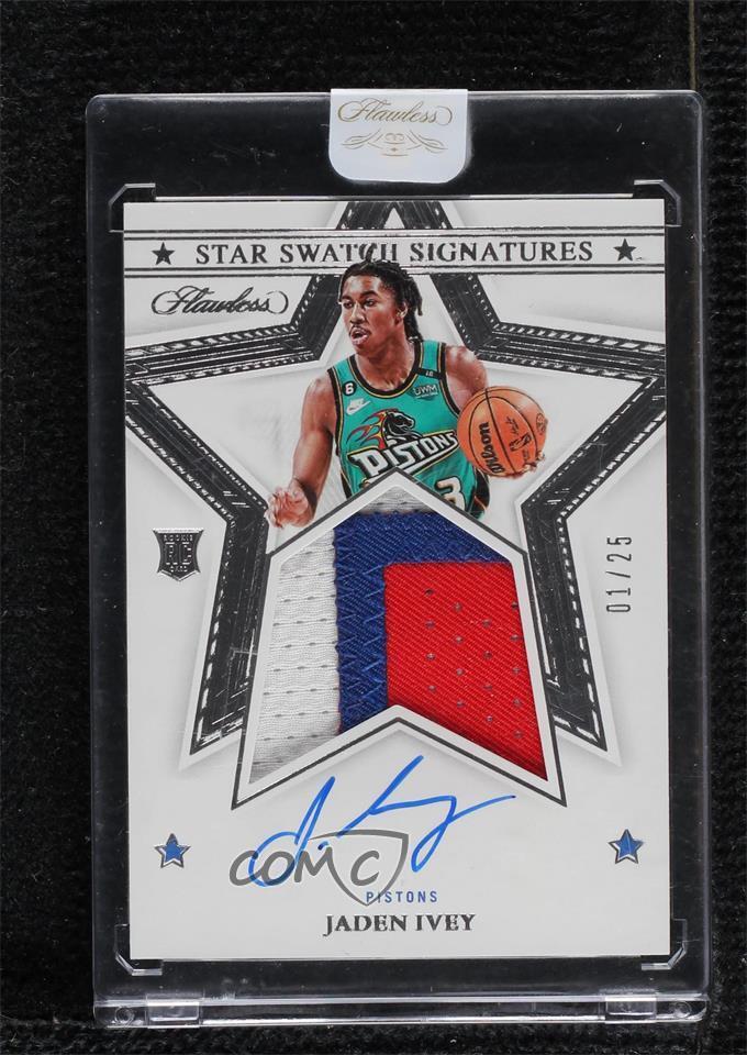 2022-23 Flawless Star Swatch Signatures 1/25 Jaden Ivey Rookie Patch Auto RC