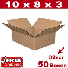 50- 10x8x3 Cardboard Boxes Mailing Packing Shipping Box 32ECT Corrugated Carton