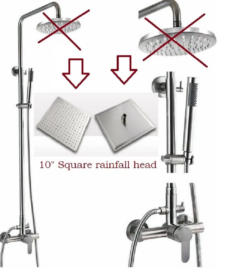 Outdoor Shower Faucet 10" UPGRADED Shower Fixture Combo Set (Brushed Nickel)