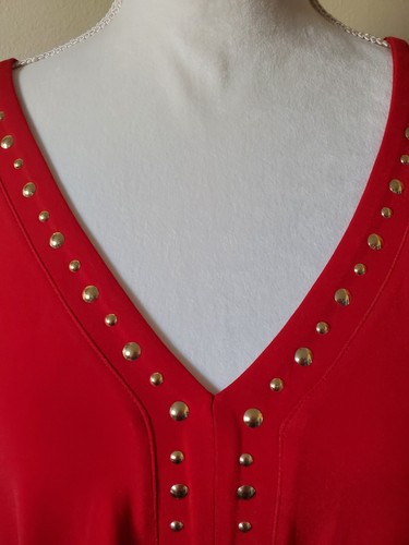 Inc International Concepts Women's Plus 4X Top V-neck Long Sleeve Studded Red - Picture 5 of 14