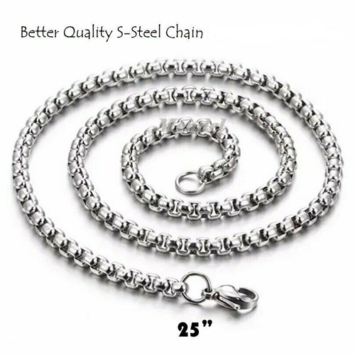 New Gothic Mens Biker Skull Pendant Necklace Men Stainless Steel Chain Silver - 第 5/5 張圖片