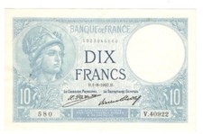 10 Francs Minerve 01/08/1927 SUP ( 174 * )