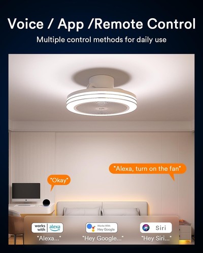 Smart WiFi & Bluetooth Ceiling Fan with RGBAI Light, Low Profile Ceiling Fan ... - Picture 5 of 8