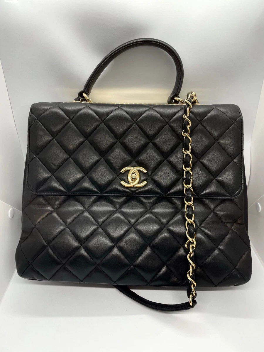 CHANEL Black Quilted Large Trendy CC Flap Bag with Top Handle