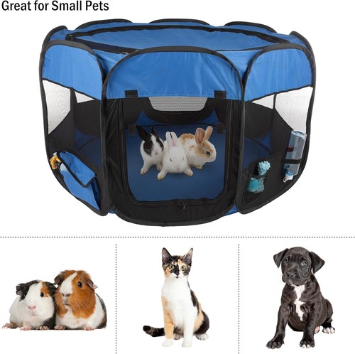 Petmaker Pop Up Dog/Small Pets Playpen, Blue/Black, 42"L x 42"W x 25"H - New