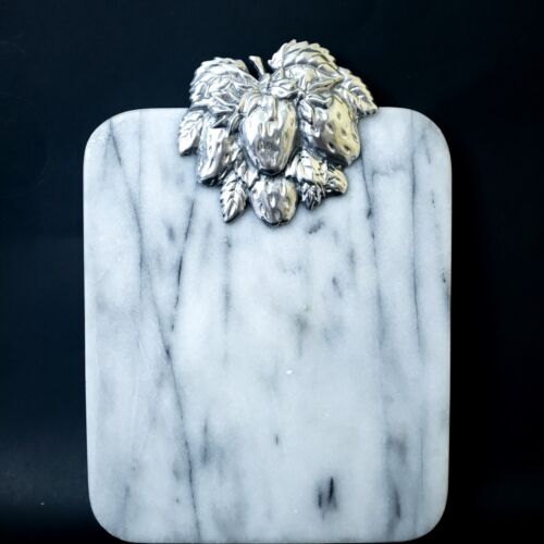 Marble Cheese Tray Cutting Board Pewter Gray and White Rectangular appr 11x8"