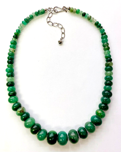 HSN Jay King Sterling Silver Green Flower Gemstone 18" Beaded Necklace
