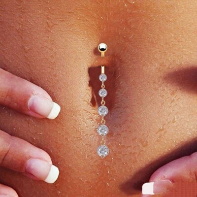 Banane mit Anhänger Bauchnabel Piercing Zirkonia Kristall Gebogener Stab Ring   