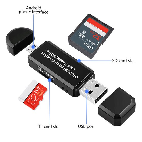 SDHC SDXC USB 2.0 SD TF Card Reader OTG Adapter Micro USB For Android Phone PC - Picture 9 of 11