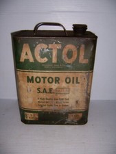 Vintage Actol Motor Oil 8 Quart 2 Gallon Can Gas Station Advertising