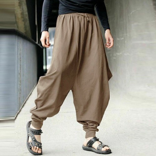 Men Baggy Harem Pants Loose Casual Elastic Waisted Japanese Samurai Trousers..צ - Bild 8 von 15