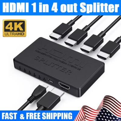 4 Port HDMI 4K Hub Multi Splitter & Amplifier For 3D HDTV 1080P 1X4 1 In 4 Out