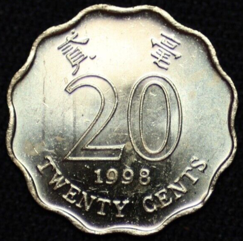 HONG KONG ~ 1998 ~ 20 Cents ~ UNC ~ Quality World Coin ☘️ T - #669 ☘️ - Picture 2 of 2
