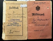 Original WWI Soldbuch & Military Pass SEELEMANN Iron Cross Artillery Gas 1917