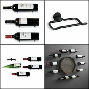 Rustic State Wall Mount Iron Wine Bottle Holder Rack for All Adult Beverages or Liquor Set of 5 Black