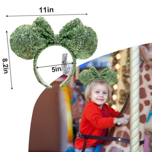 Disney- Anniversary Collection Blue、Green、Gold、Pink Sequin Bow Minnie Mouse Ears - Picture 22 of 24