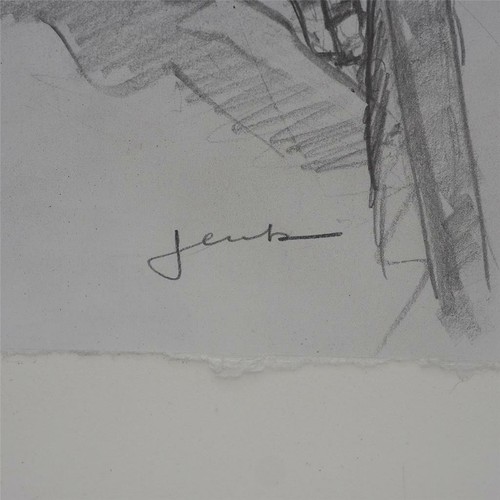 Drawing on Paper Artist Signed Framed Known Artist 14x14 - Photo 3 sur 4