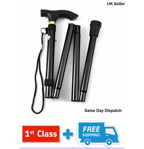 Easy Folding Lightweight Walking Stick Height Adjustable Aluminium Metal Cane - Picture 2 of 7