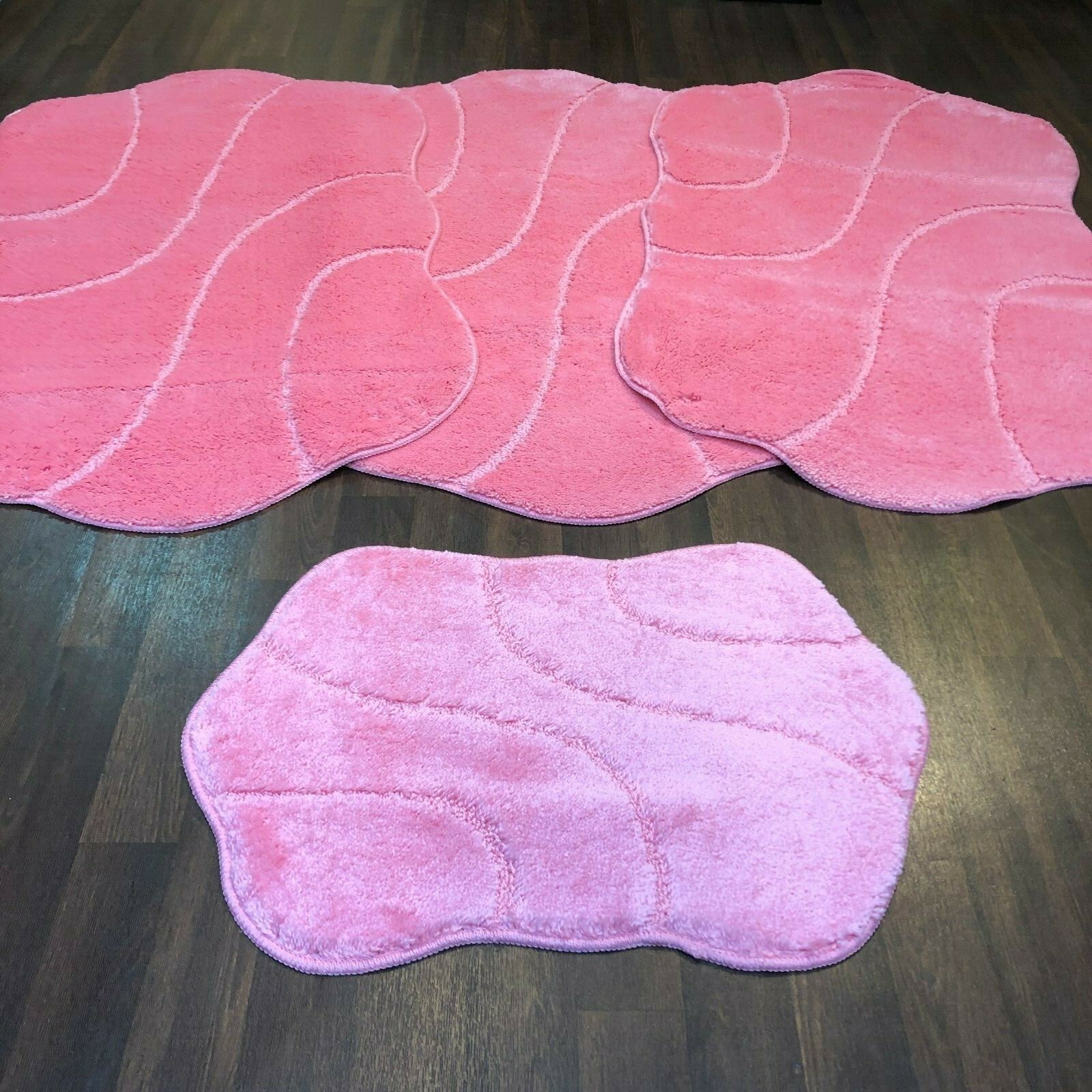 ROMANY WASHABLES GYPSY LUXURY MATS 4PC SET NEW DESIGN NON SLIP PINK