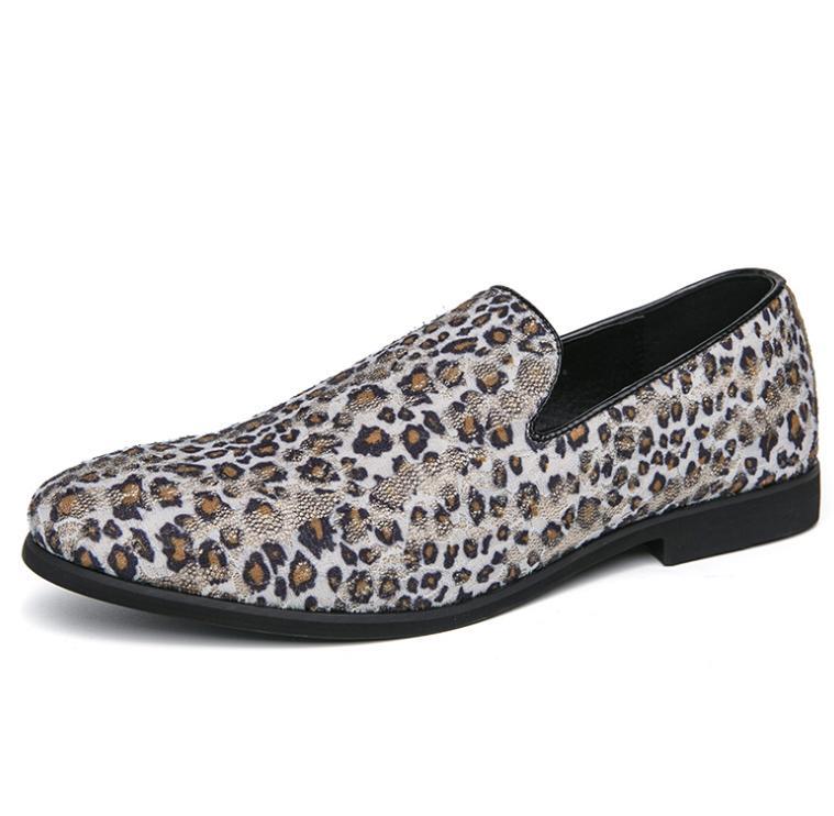 SAOLA Mocassini abito da uomo leopardato pull on punta punta punta scarpe da cena