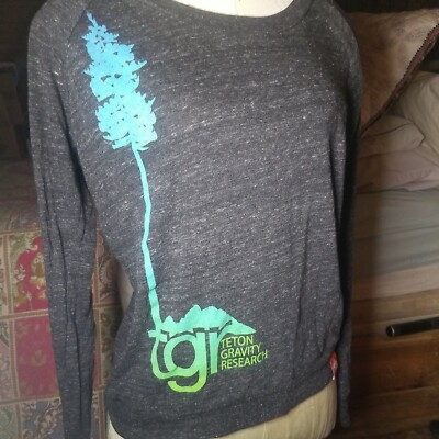 Vintage RARE Teton Gravity Research Women's Long Sleeve Soft Heather Gray Sm Top
