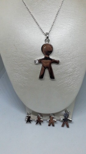 Collar Colgante Bebe' Bimbo Mujer Plata Liso con Zircon 5 Medidas - Imagen 2 de 4