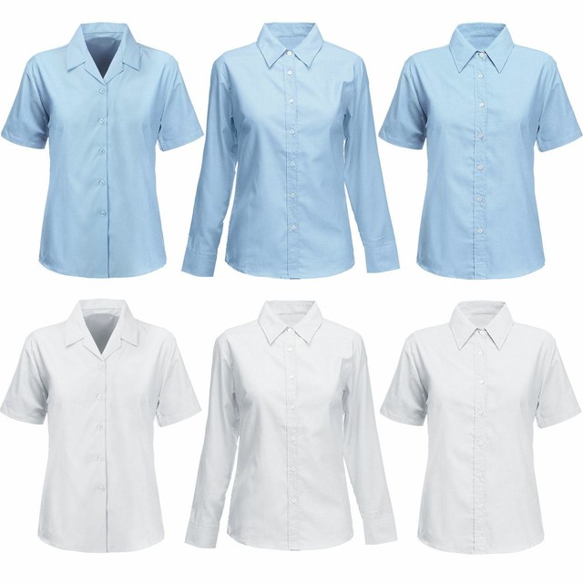KIDS GIRLS LADIES BLOUSE LONG/SHORT SLEEVE SMART SHIRTS SCHOOL WEAR UNIFORM TOPS KIDS GIRLS LADIES BLOUSE LONG/SHORT SLEEVE SMART SHIRTS SCHOOL WEAR UNIFORM TOPS