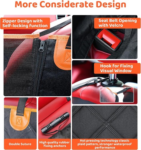 Funda Perros Coche Cubierta De Asiento Impermeable,Asiento Trasero Y Puertas - Imagen 3 de 8