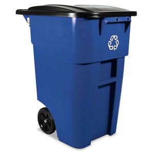 Rubbermaid Commercial Heavy-Duty Rollout Waste Container - Blue, 50 Gal (FG9W2773BLUE)