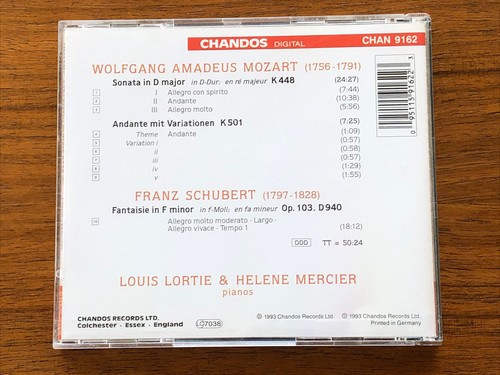 Mozart / Schubert by Louis Lortie & Helene Mercier (CD, 1994, Chandos) - Picture 2 of 3