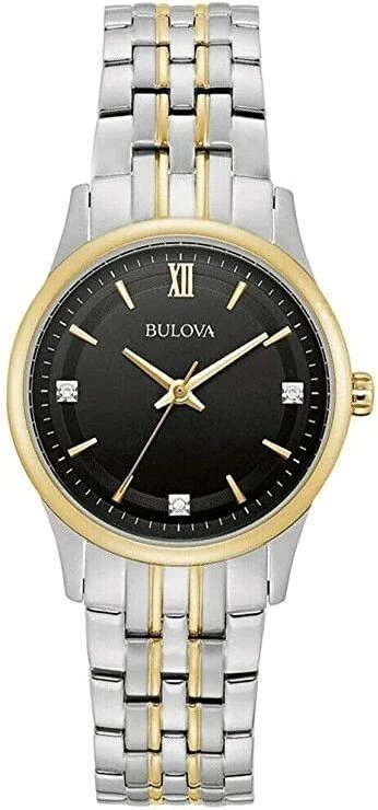 Bulova Women's Quartz Diamond Accents Stainless Steel Watch 30MM 98P196
