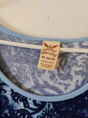 Faded Glory Summer Maxi Dress Womens Size XL Blue Floral Outdoor Y2k Stretchy - Picture 3 of 3