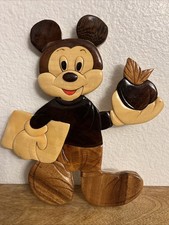 Wooden Hand Made Mickey Mouse Character Polished Wall Art 9x8 Decoration