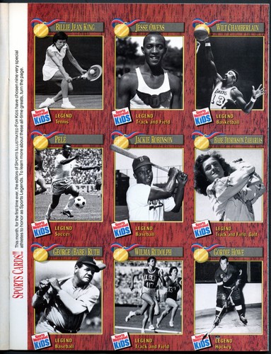 1990 Sports Illustrated for Kids Series 4 Uncut Sheet Ruth Gretzky Owens Pele - Picture 1 of 4