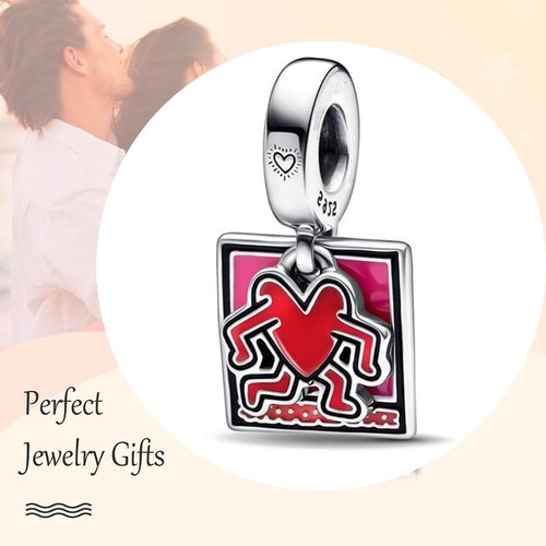 Jewelry Walking Heart Double Dangle Charm for Bracelets and Necklaces 925 Sterli - Zdjęcie 4 z 5