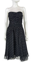 Dolce & Gabbana Auth Silk Polkadot Dress 6 US 42 IT M Zip Strapless Silk Lined