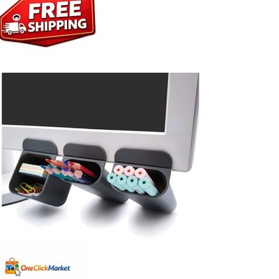 Portable Gray Desk Pen Holders with 3 Compartments for Organized Spaces
