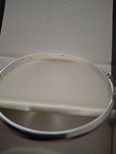 925 Sterling Silver Bangle Cuff Rare Estate Find With Safety Chain 6.17g - Picture 3 of 5