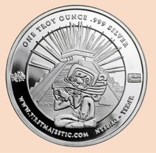 2021 FIRST MAJESTIC Aztec Design 1 oz .999 SILVER ROUND BU Volume Discount 79.00 per troy oz