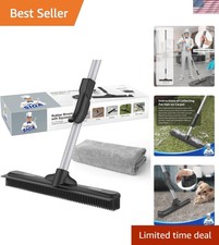 Pet Hair Removal Rubber Broom with Built in Squeegee, 3 in 1 Floor Brush for ...