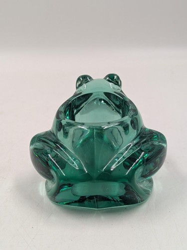 Vintage Green Frog Votive Candle Holder by Indiana Glass with label - Picture 4 of 6