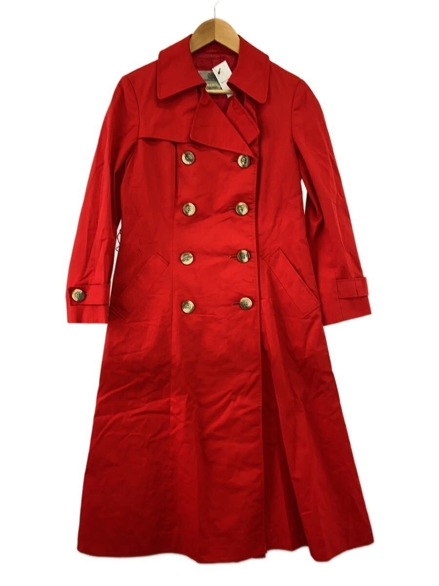Aquascutum Women'S/Made In Canada/80S/Trench Coat/Size 10/-/Cotton/Red/Plain// 3